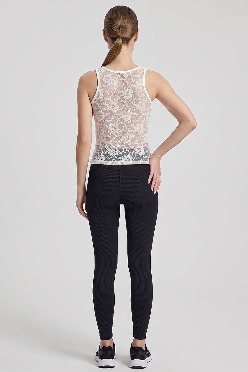 Tank Top with Lace Back - Ecru