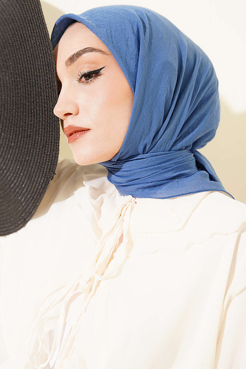 Aya Series Fine Cotton Scarf - Indigo