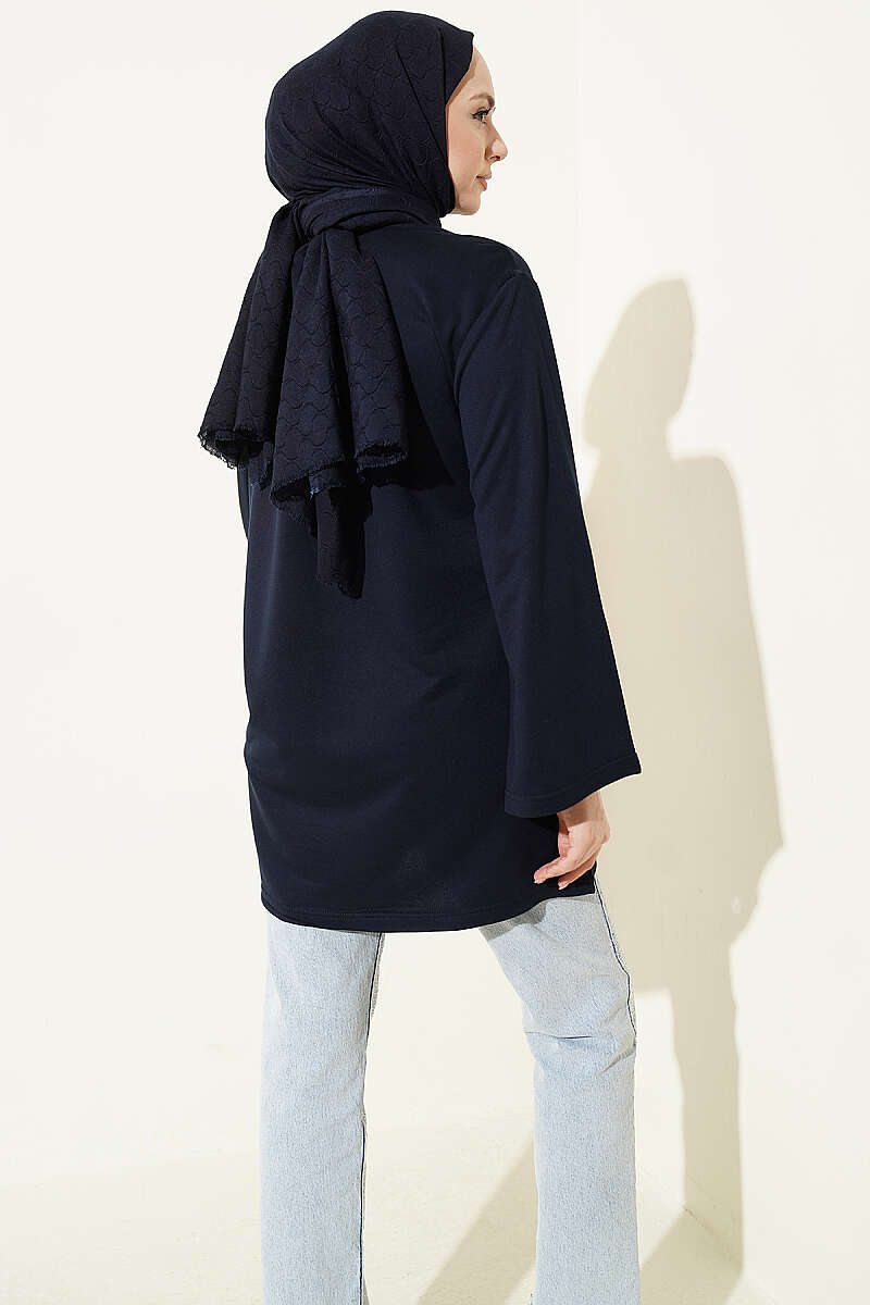 Teddy Embroidered Loycha Tunic - Navy