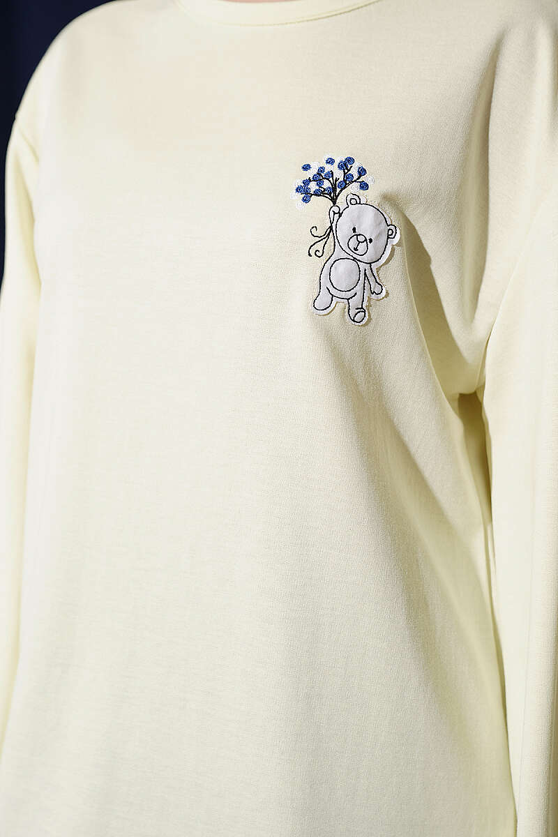 Teddy Embroidered Loycha Tunic - Yellow