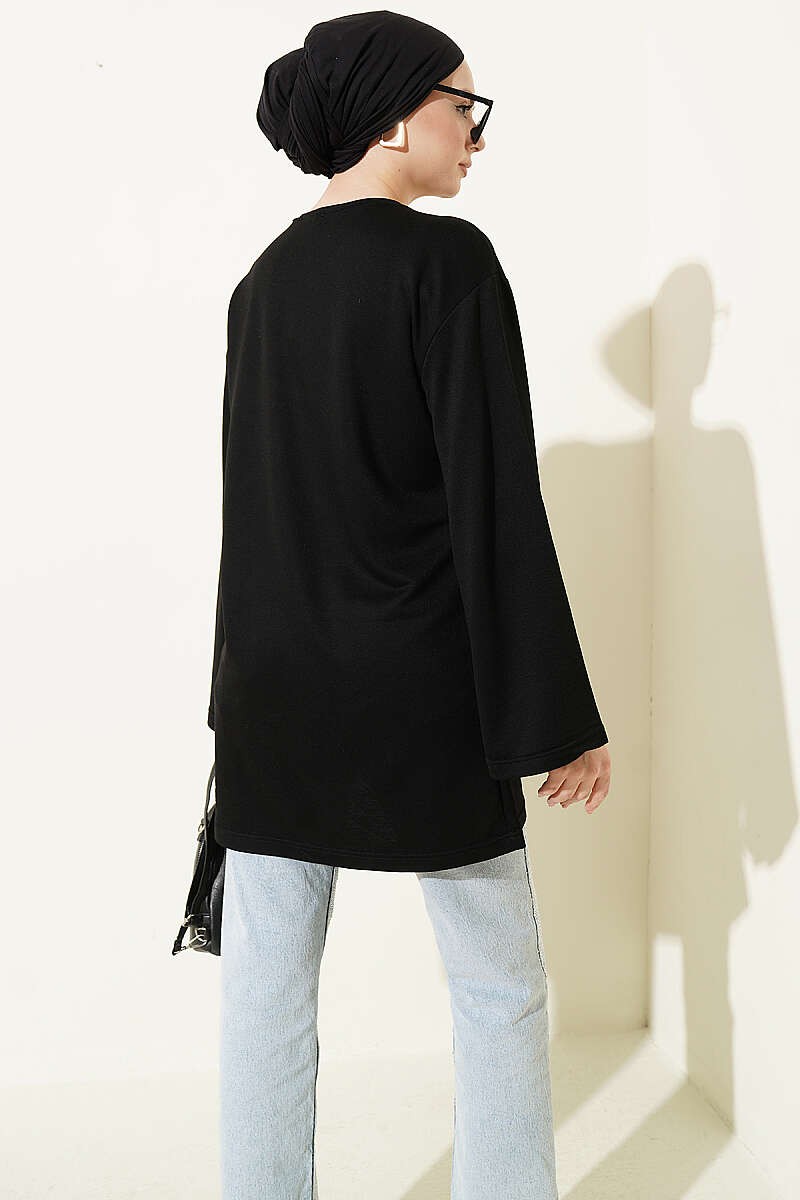 Teddy Embroidered Loycha Tunic - Black
