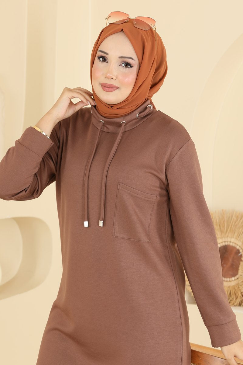 Modal Two-Piece Set with Tie Detail - Milk Coffee