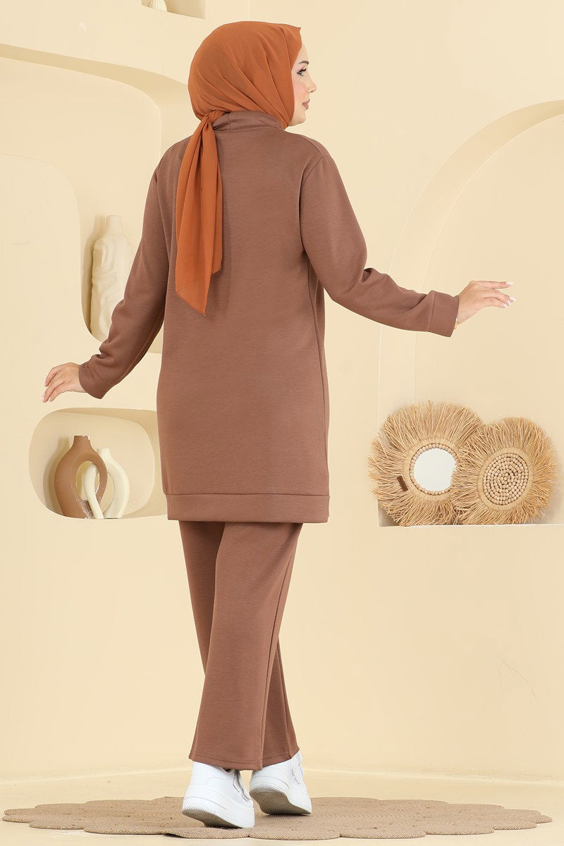 Modal Two-Piece Set with Tie Detail - Milk Coffee