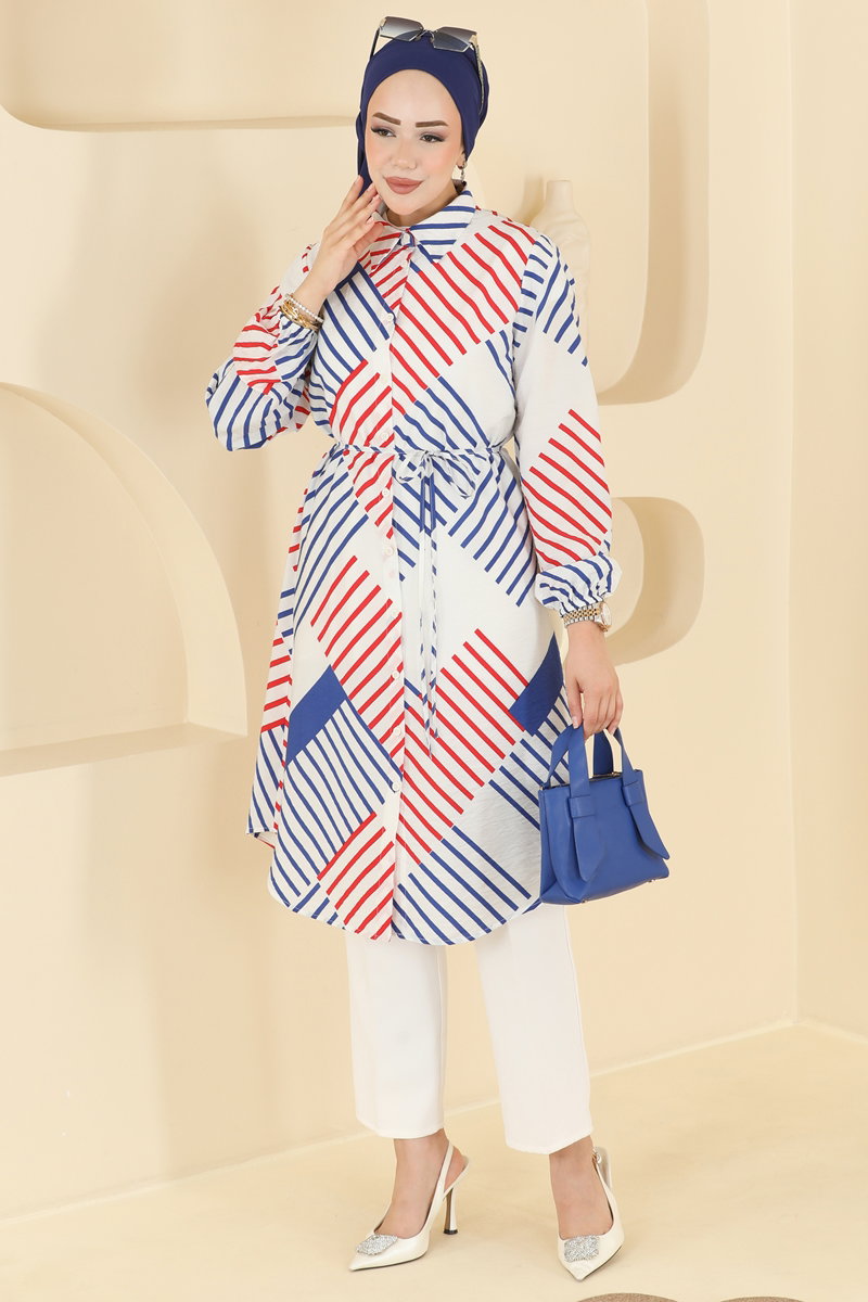 Crepe Tunic with Tie Detail - Ecru