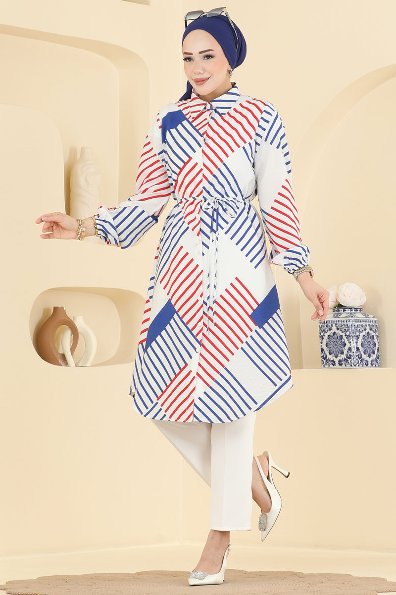 Crepe Tunic with Tie Detail - Ecru