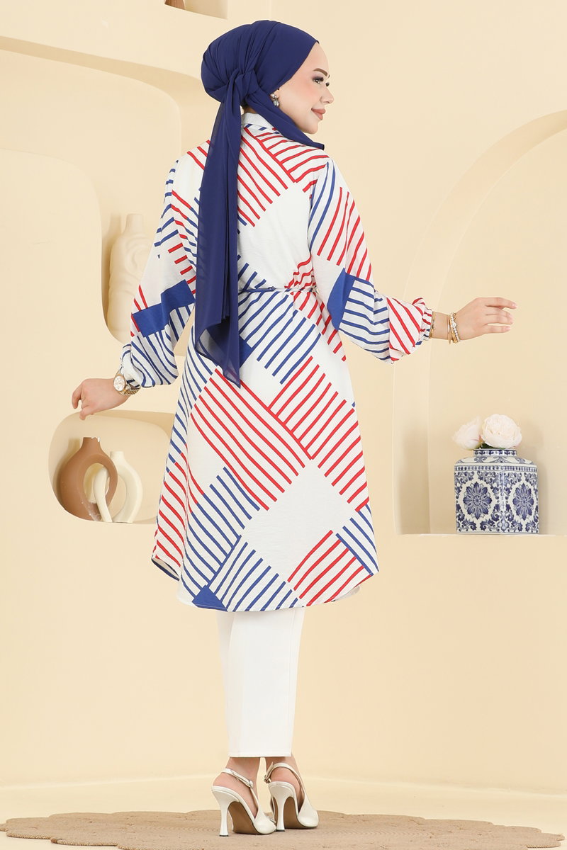 Crepe Tunic with Tie Detail - Ecru