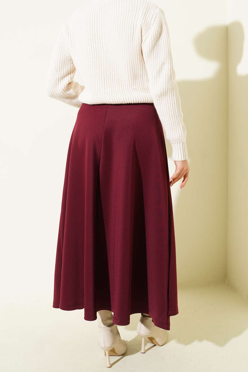 Tie-Detail Scuba Skirt - Burgundy
