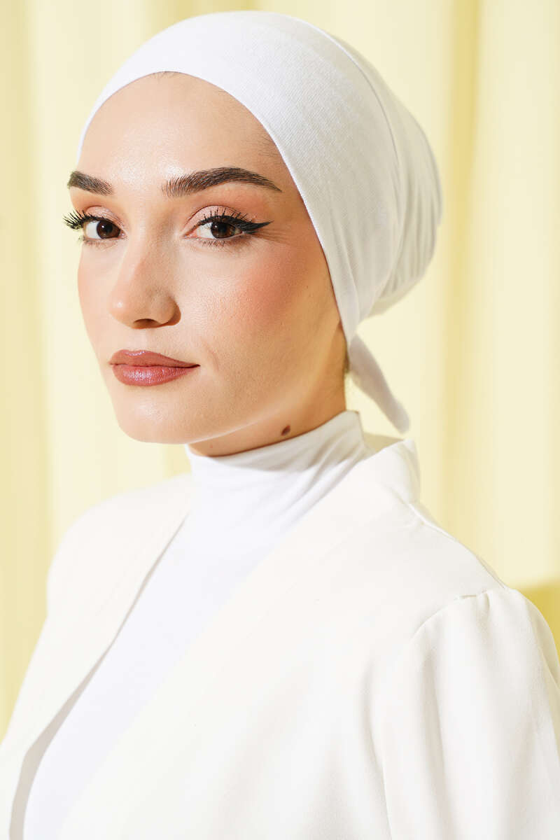 Tie-Back Viscose Underscarf - White