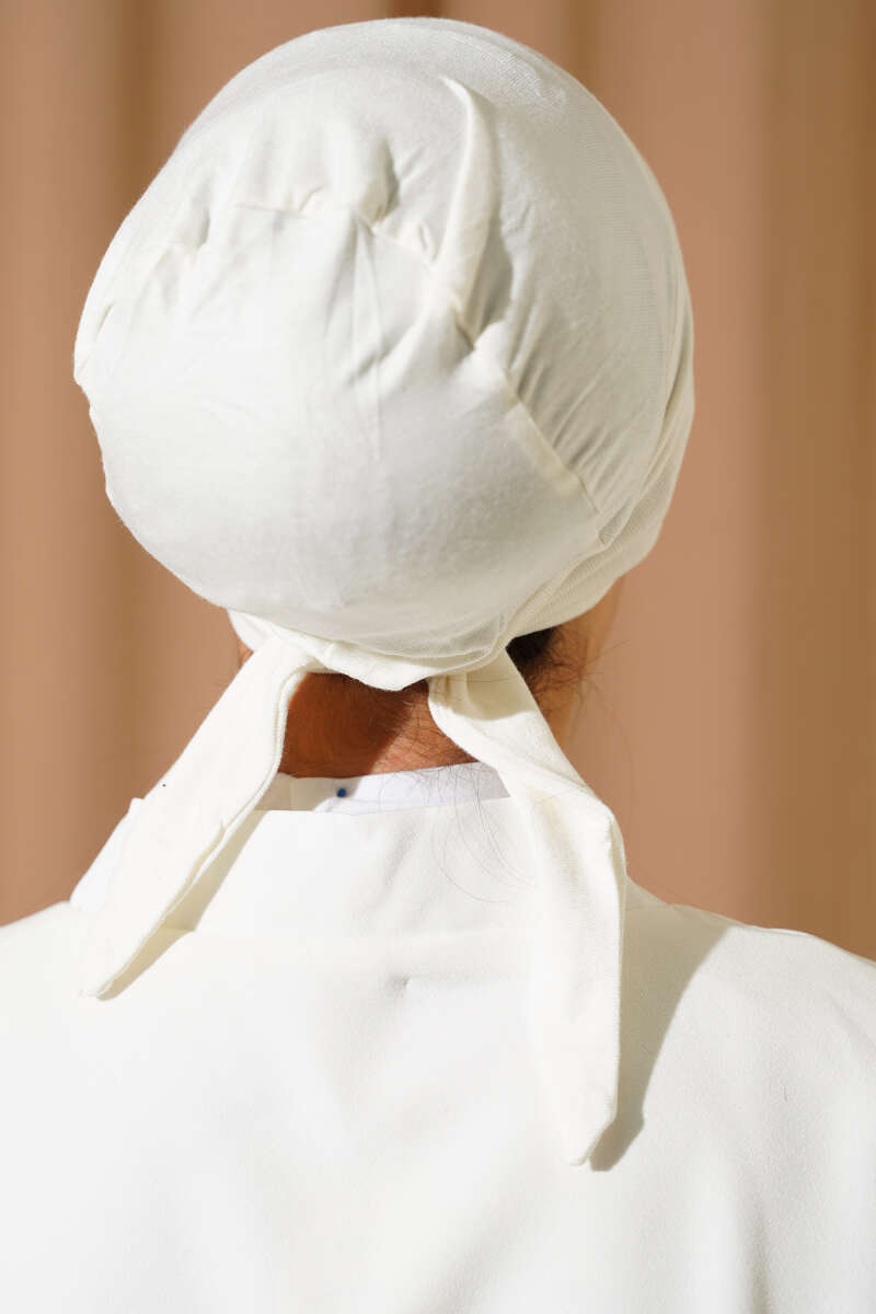 Tie-Back Viscose Underscarf - Ecru