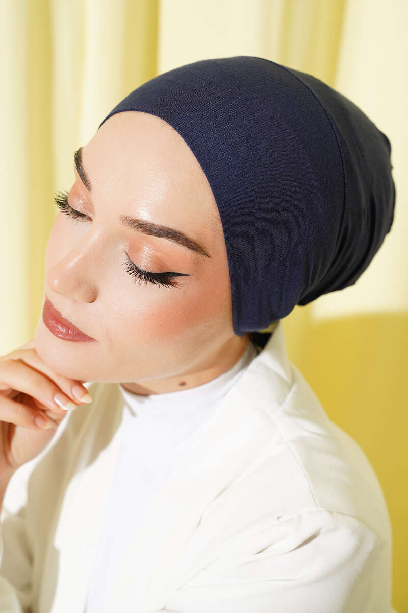Tie-Back Viscose Underscarf - Navy