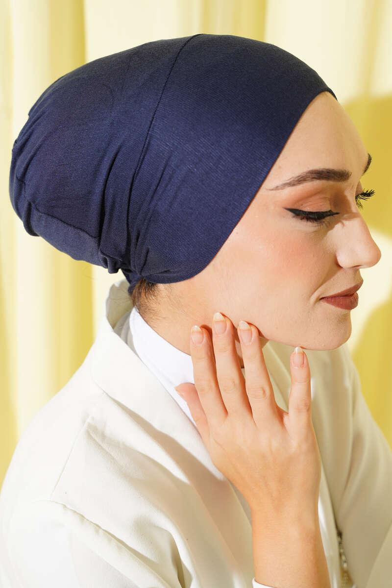 Tie-Back Viscose Underscarf - Navy