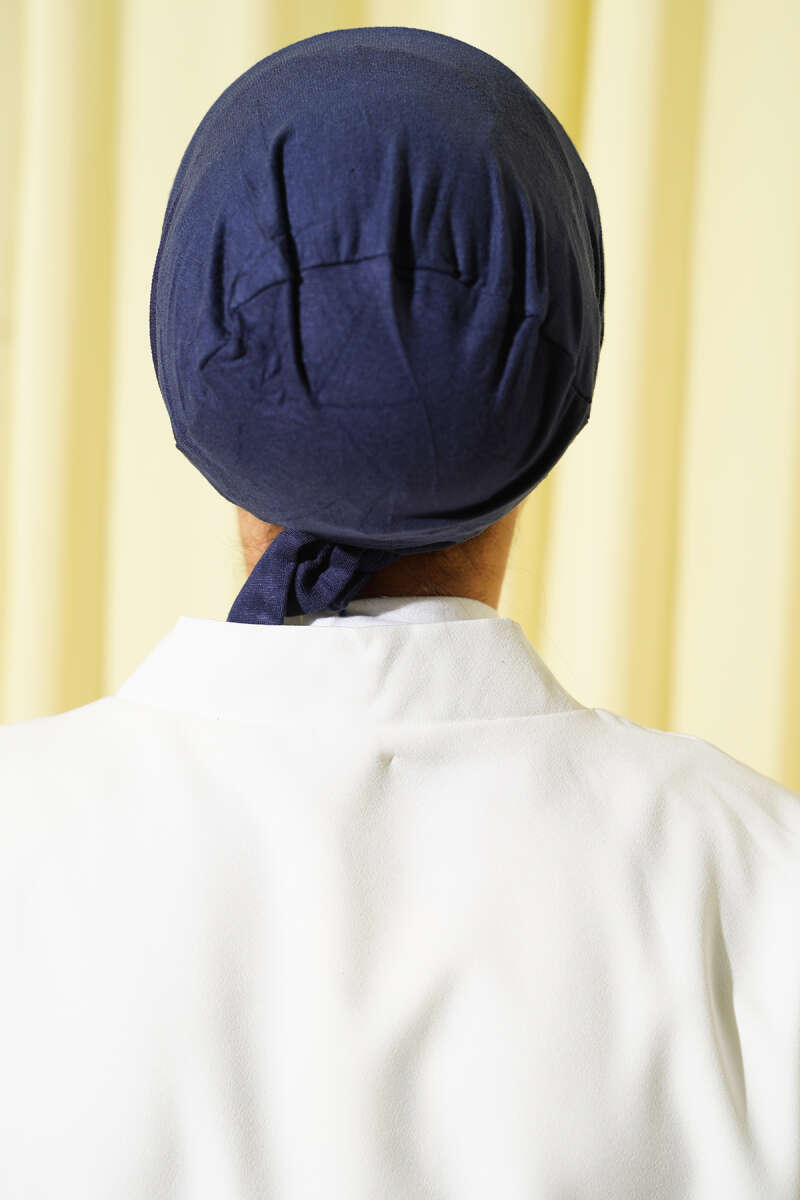 Tie-Back Viscose Underscarf - Navy