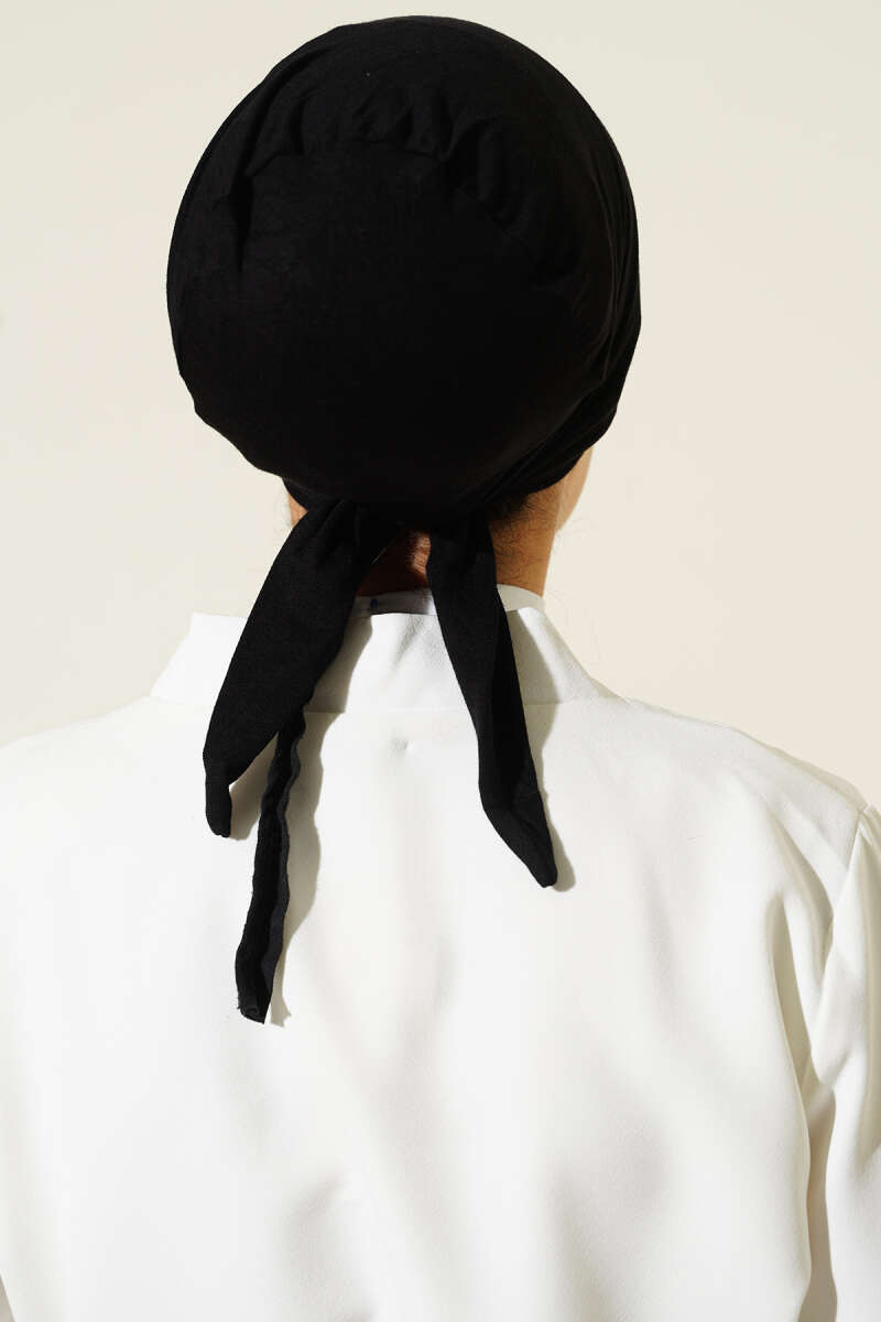 Tie-Back Viscose Underscarf - Black
