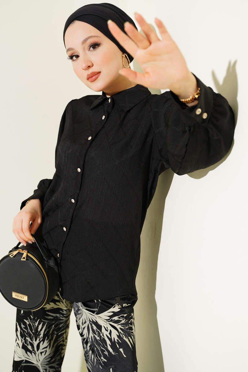 Diamond Jacquard Shirt - Black