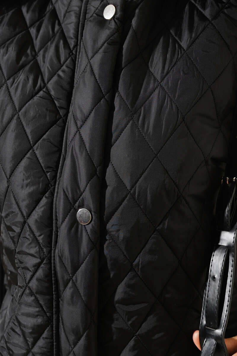 Hooded Diamond Zip Vest - Black
