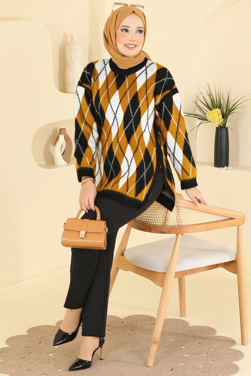 Diamond-Knit Tunic - Yellow