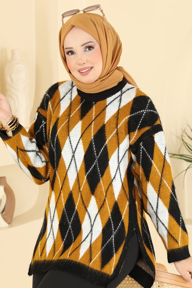 Diamond-Knit Tunic - Yellow