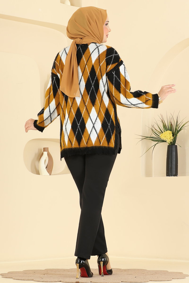 Diamond-Knit Tunic - Yellow