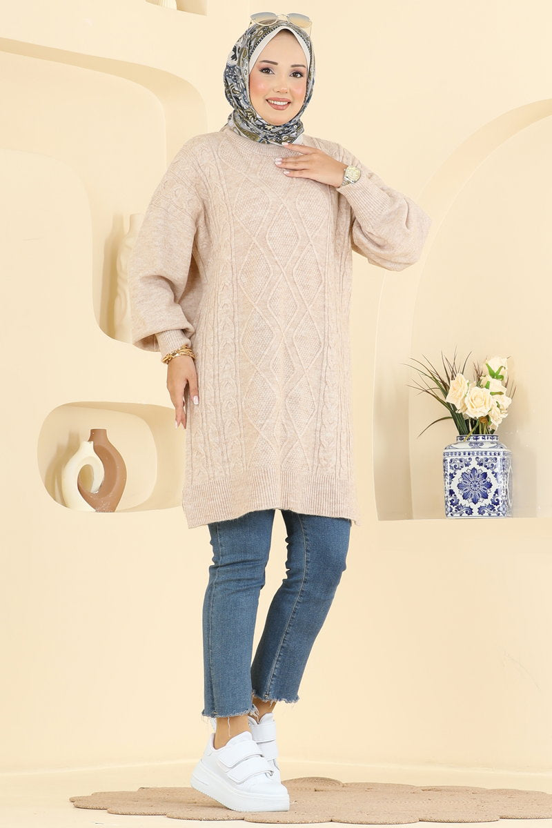 Diamond-Knit Tunic - Stone