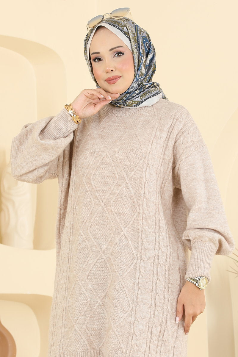 Diamond-Knit Tunic - Stone