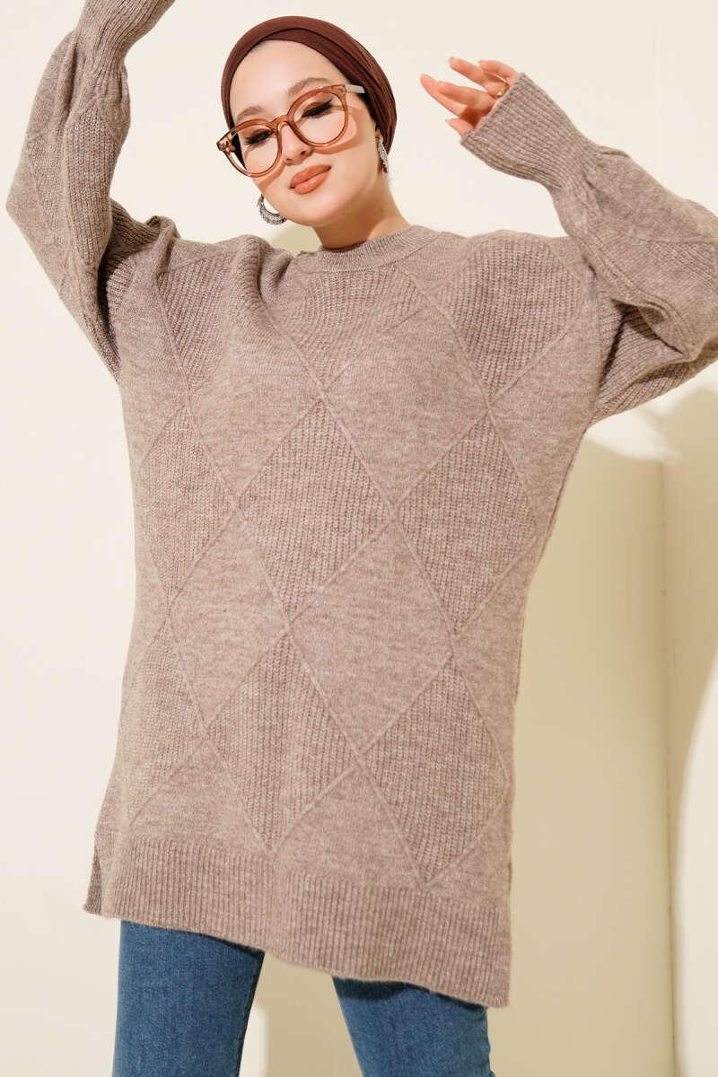 Soft Diamond-Embossed Tunic - Mink