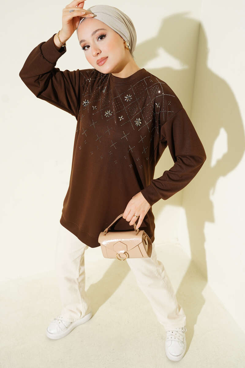 Loycha Tunic with Diamond Stones - Brown