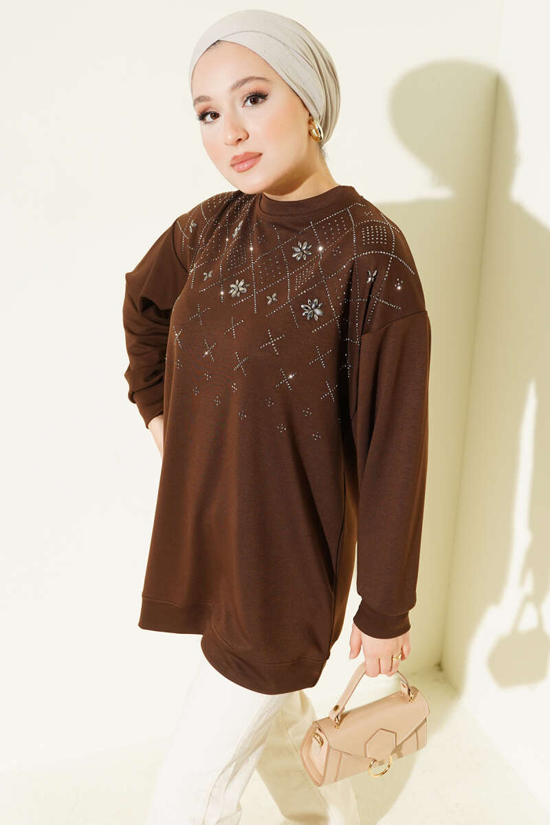 Loycha Tunic with Diamond Stones - Brown