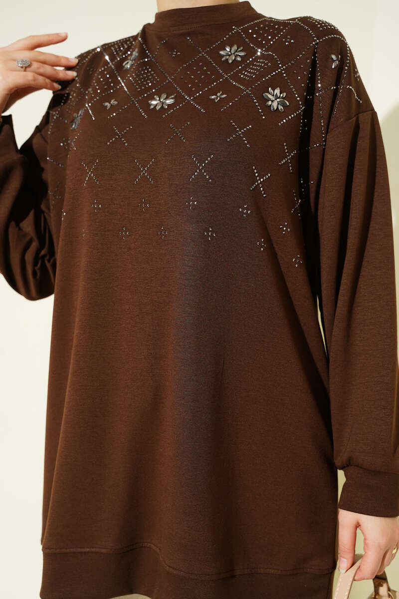 Loycha Tunic with Diamond Stones - Brown