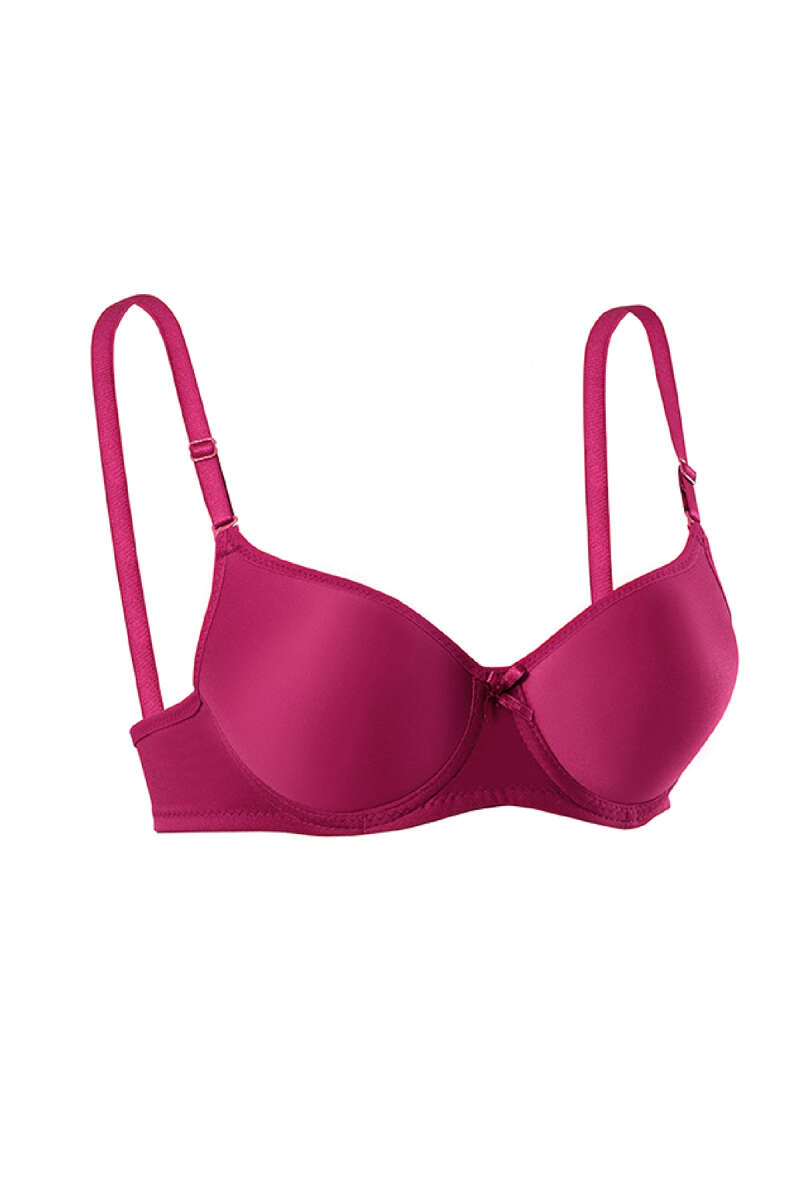 Underwired Plain Bra - Burgundy
