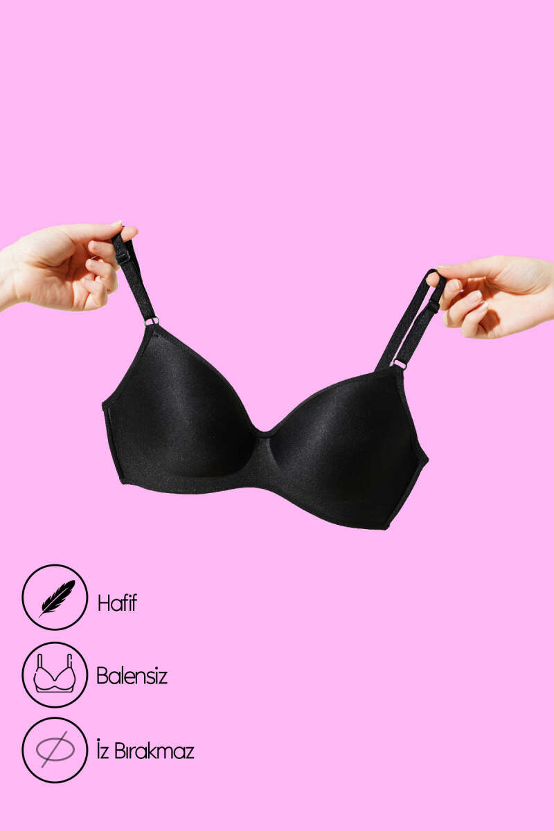 Wireless Barely-There Bra with Soft Cups - Black