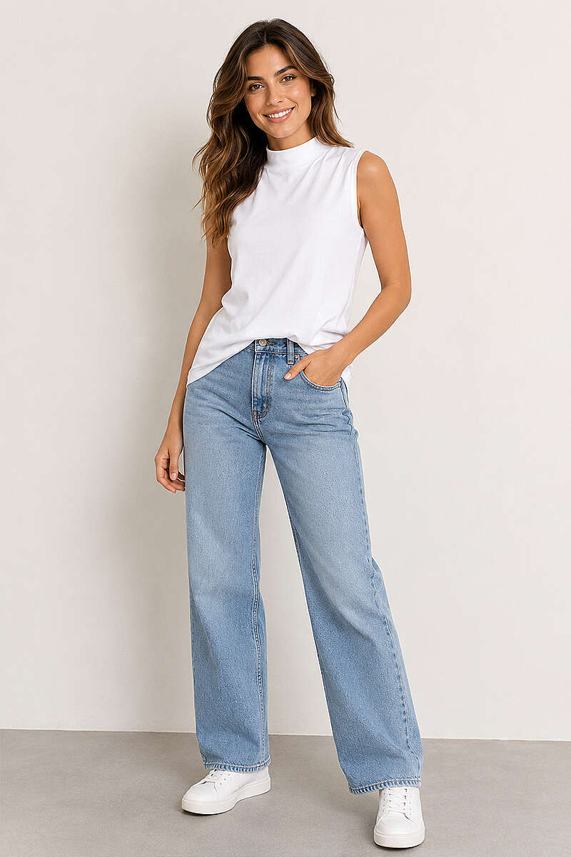 Sleeveless Turtleneck Camisole - White