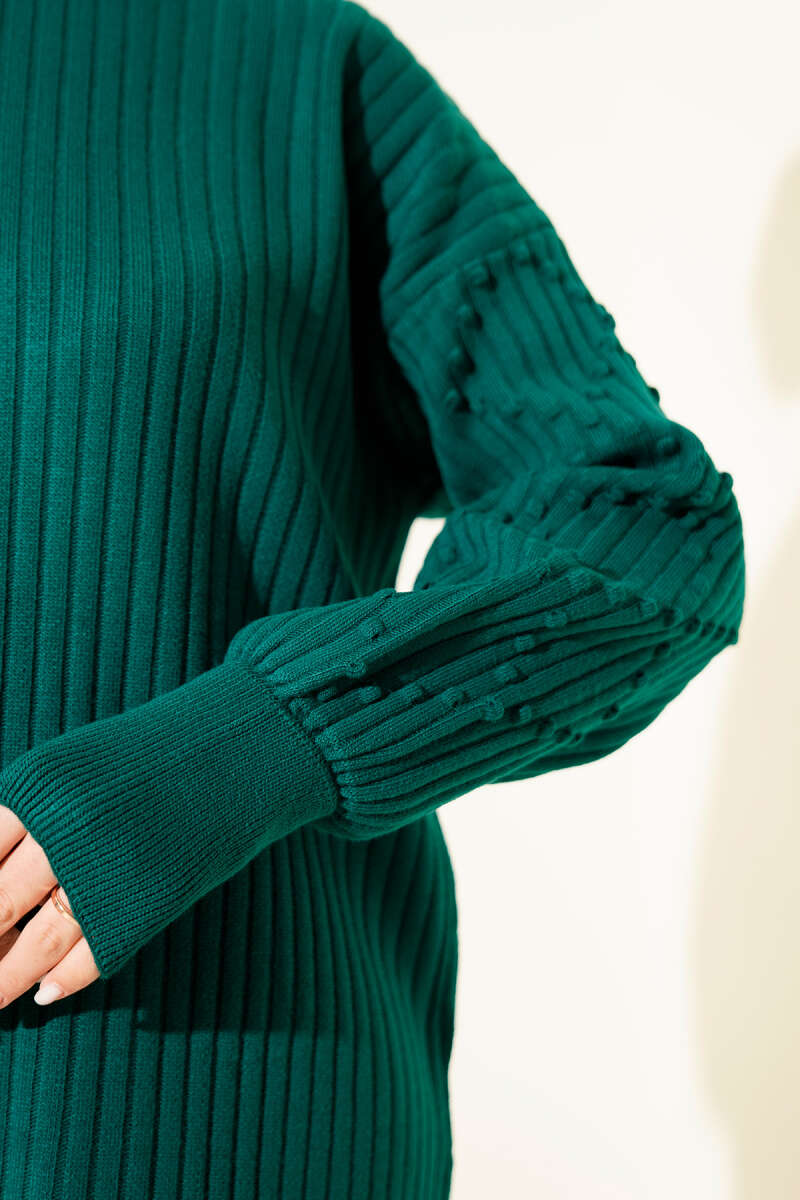 Turtleneck Ribbed Knit Two-Piece Set - Emerald