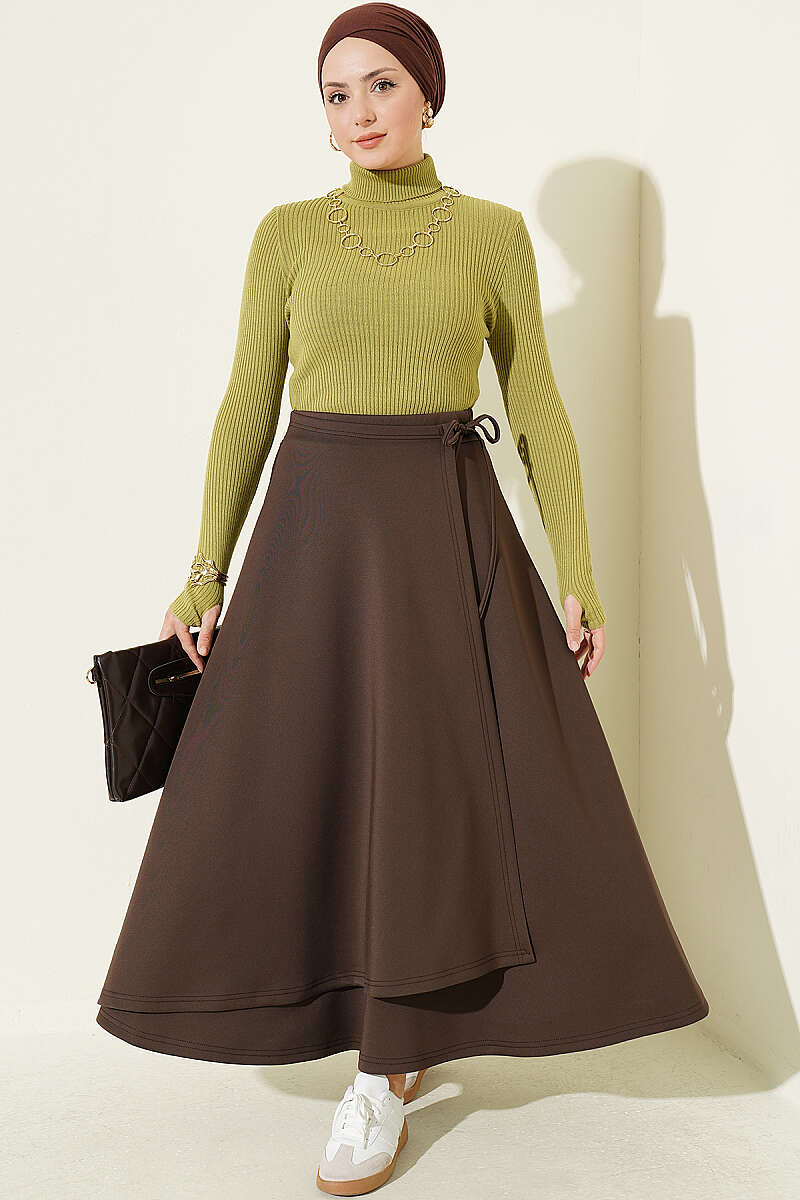Turtleneck Knit Sweater with Thumbholes - Olive