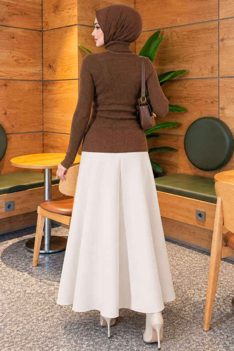 Turtleneck Knit Sweater with Thumbholes - Olive 2