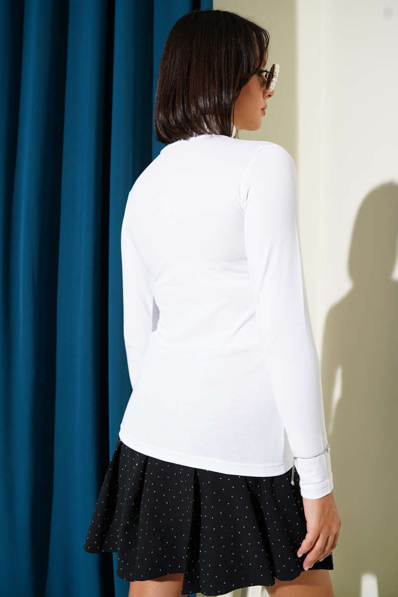 Turtleneck Long-Sleeve Bodysuit - White