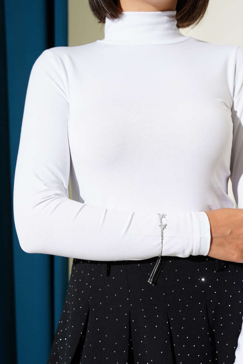 Turtleneck Long-Sleeve Bodysuit - White