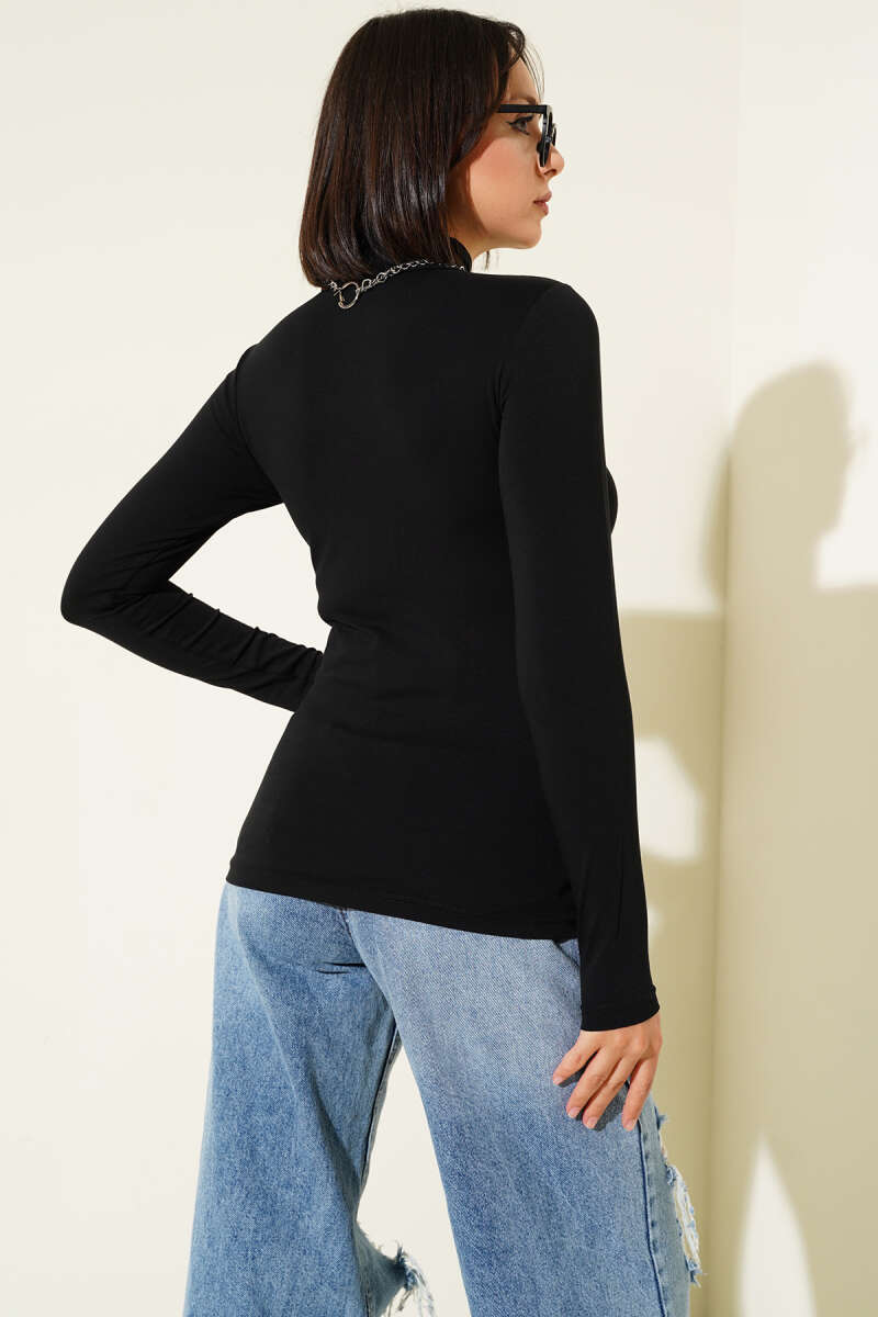 Turtleneck Long-Sleeve Bodysuit - Black