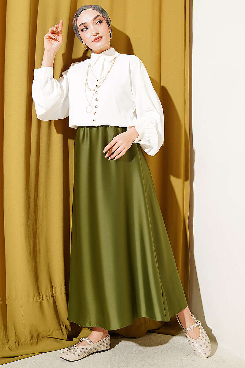 Short Loose Balloon-Sleeve Shirt - Ecru