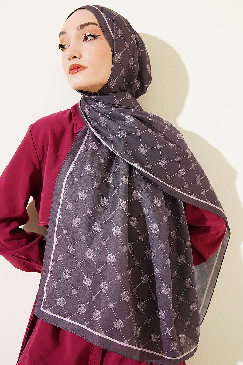 Baroque Motif Soft Shawl - Dark Lilac