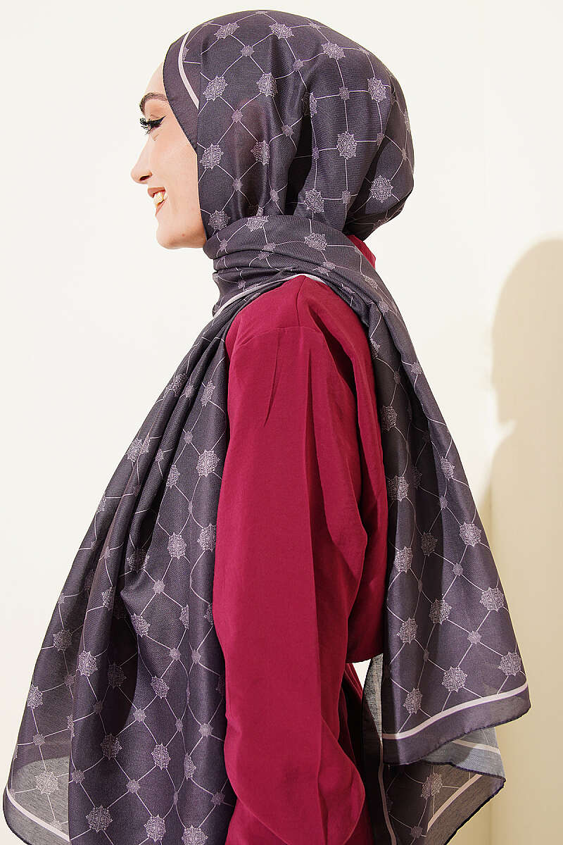 Baroque Motif Soft Shawl - Dark Lilac