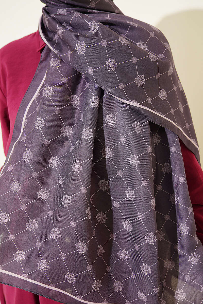 Baroque Motif Soft Shawl - Dark Lilac