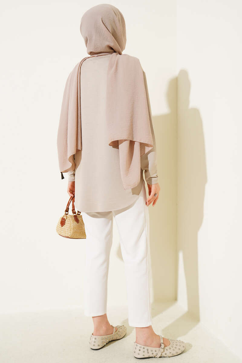 Basic Seamless-Hem Tunic - Beige