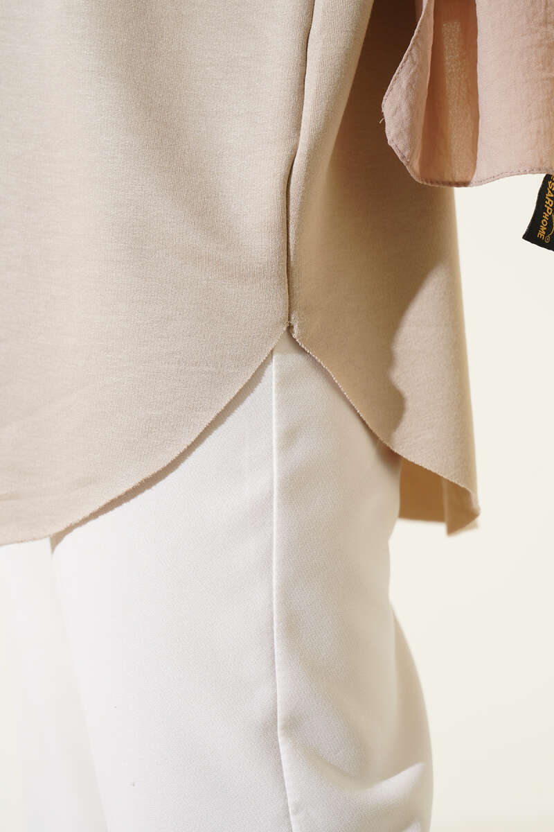Basic Seamless-Hem Tunic - Beige