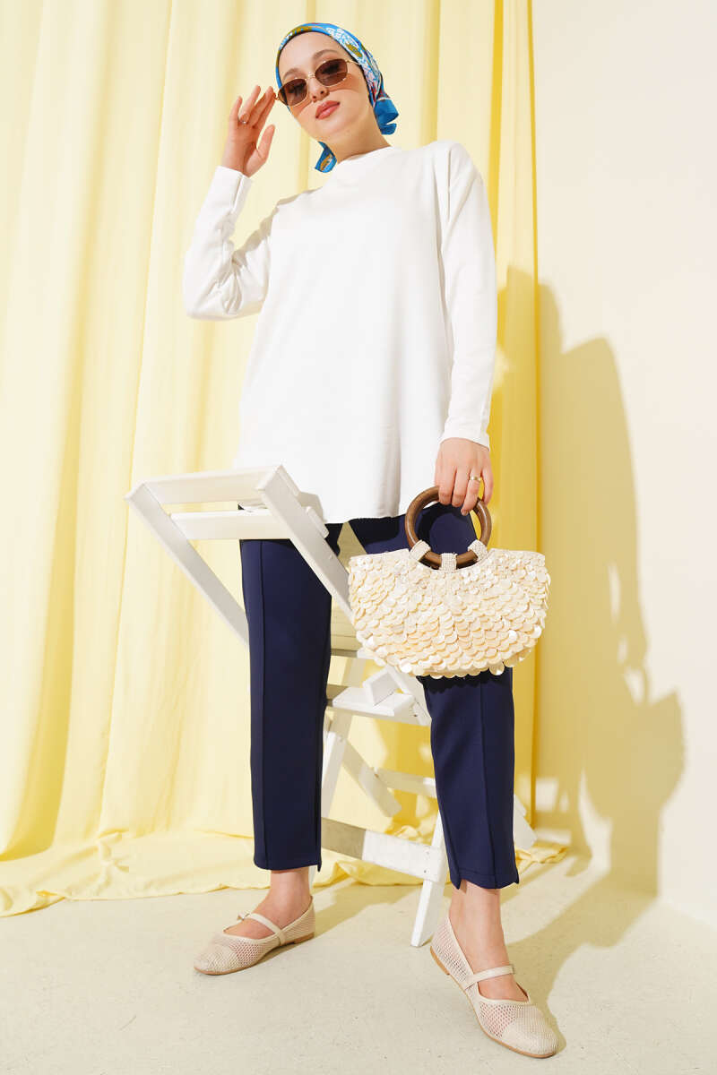 Basic Seamless-Hem Tunic - White