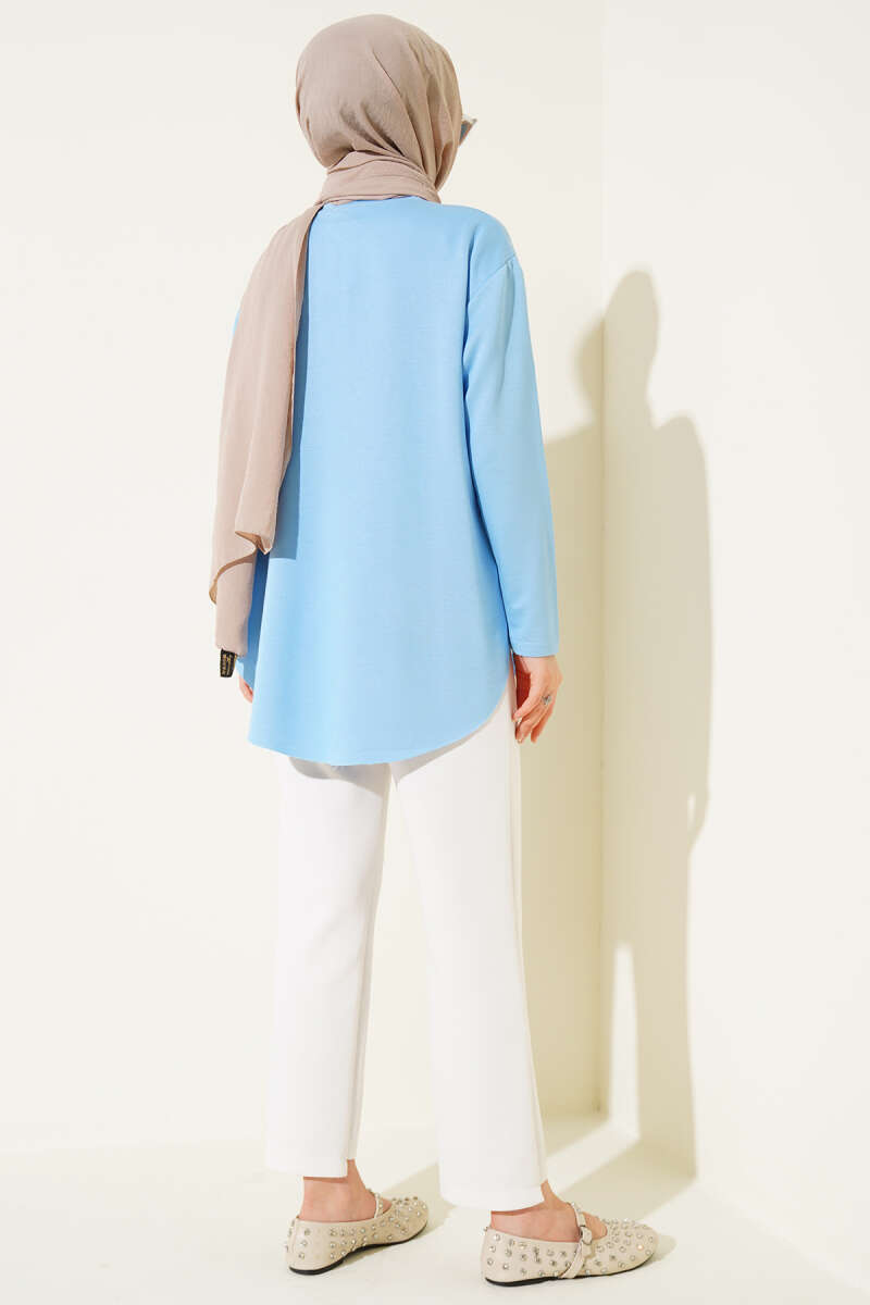 Basic Seamless-Hem Tunic - Blue
