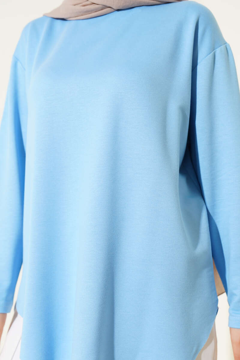 Basic Seamless-Hem Tunic - Blue