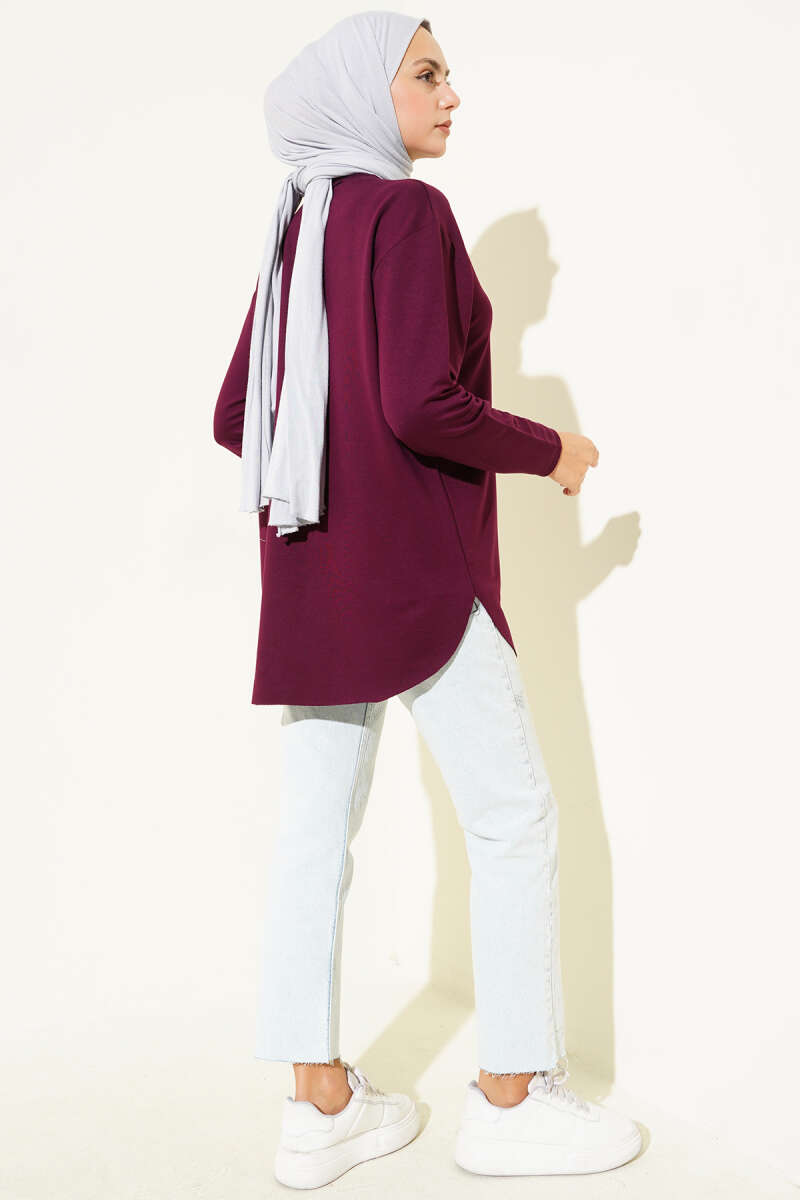 Basic Seamless-Hem Tunic - Plum
