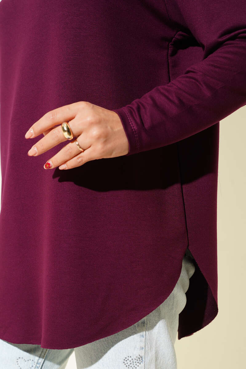 Basic Seamless-Hem Tunic - Plum