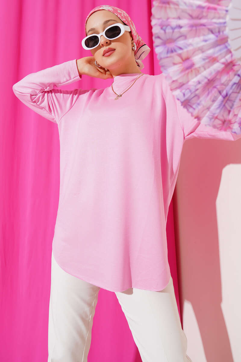Basic Seamless-Hem Tunic - Pink