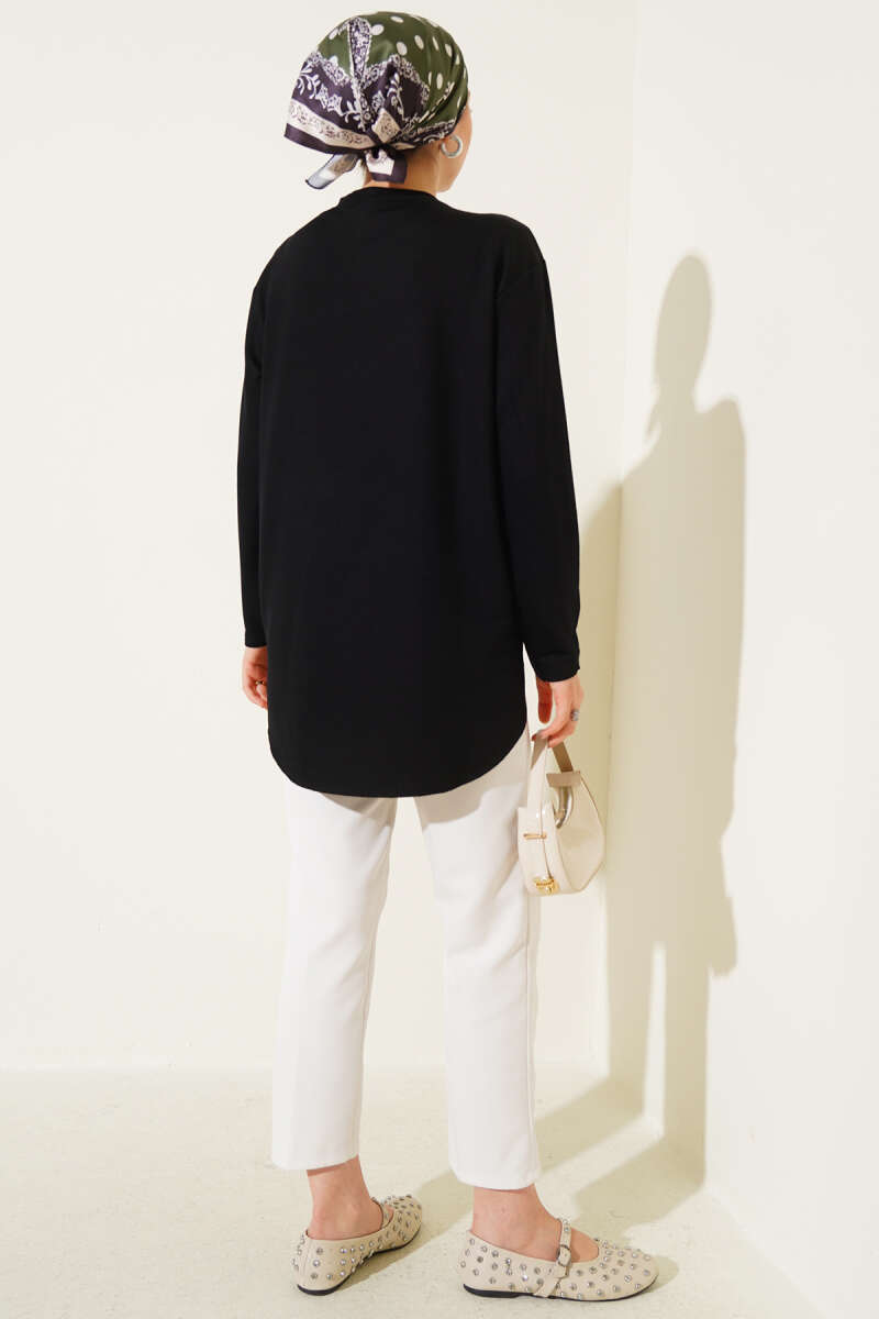 Basic Seamless-Hem Tunic - Black